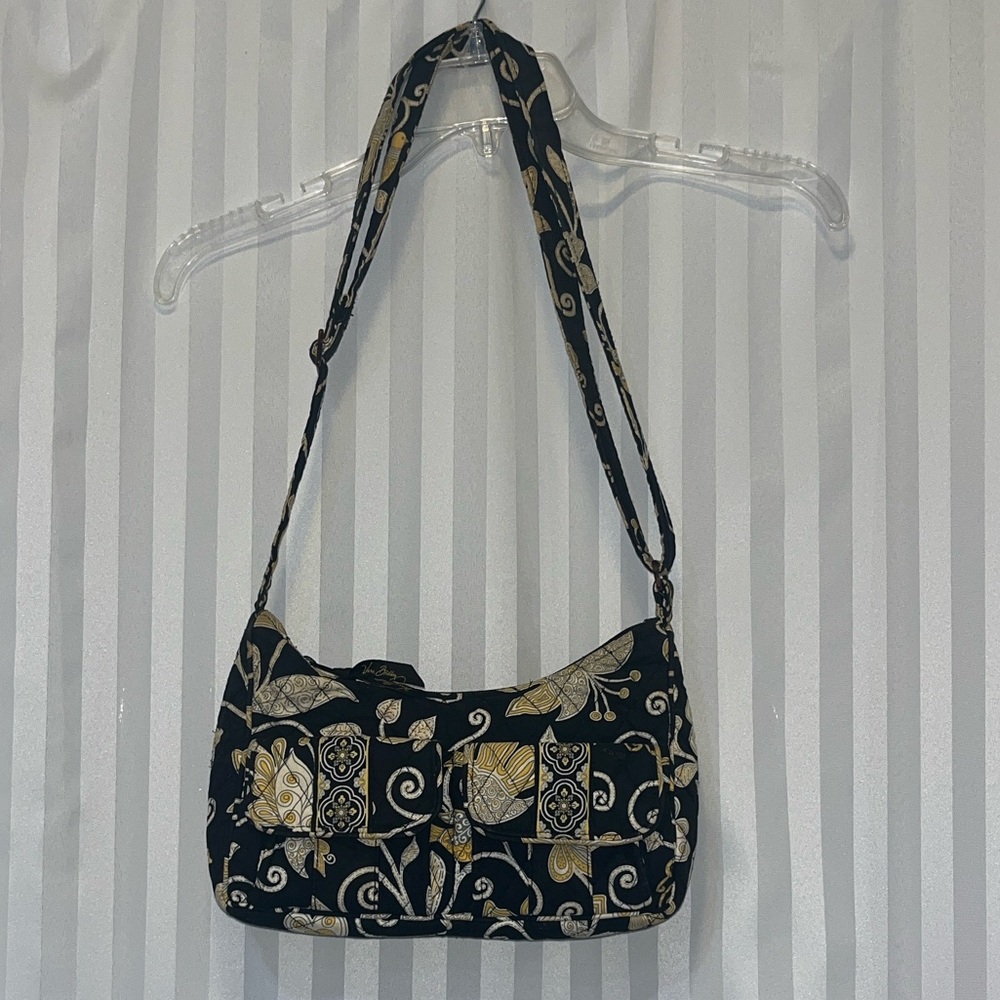 Vera Bradley “Libby” style Black & Gold Shoulder Bag in Yellow Bird Pattern